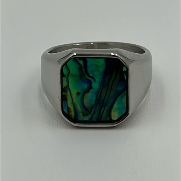 2034- Natural Abalone Shell Handmade Men's Ring Size 11.5 NWT - Picture 3 of 8